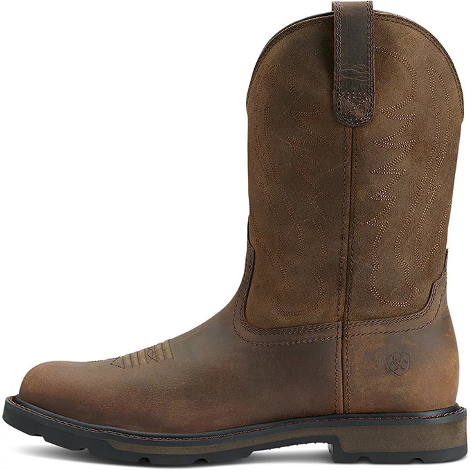Men's Ariat 10 Inch Slip Resistant Eh Groundbreaker Wellington shown in Brown (Brown)