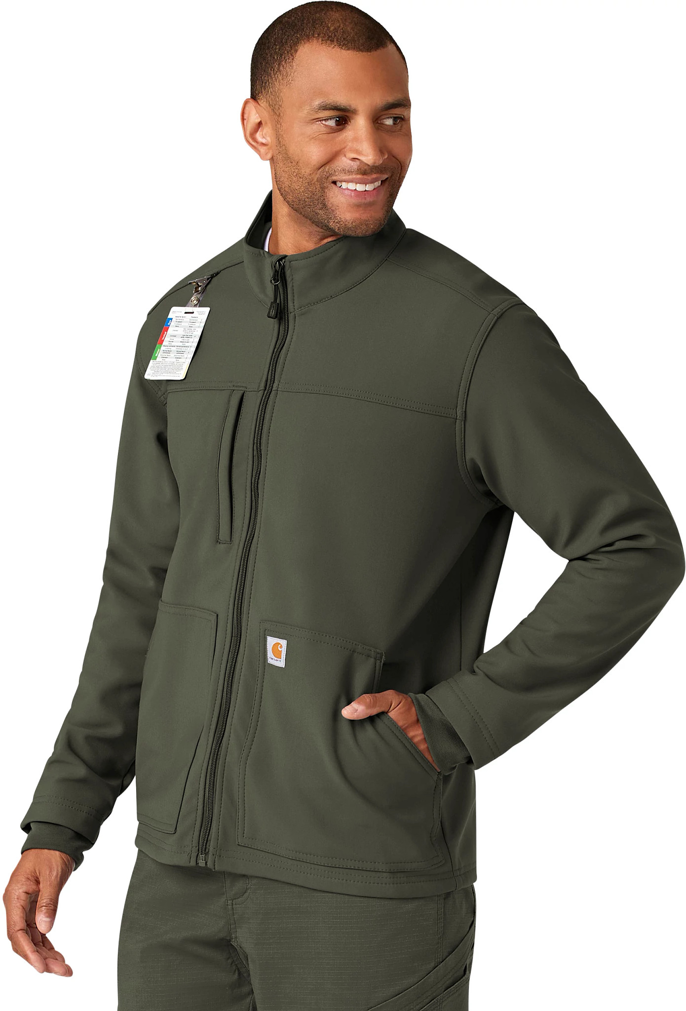 Men's Carhartt Rugged Flex Bonded Fleece Jacket shown in Olive Green (Green)