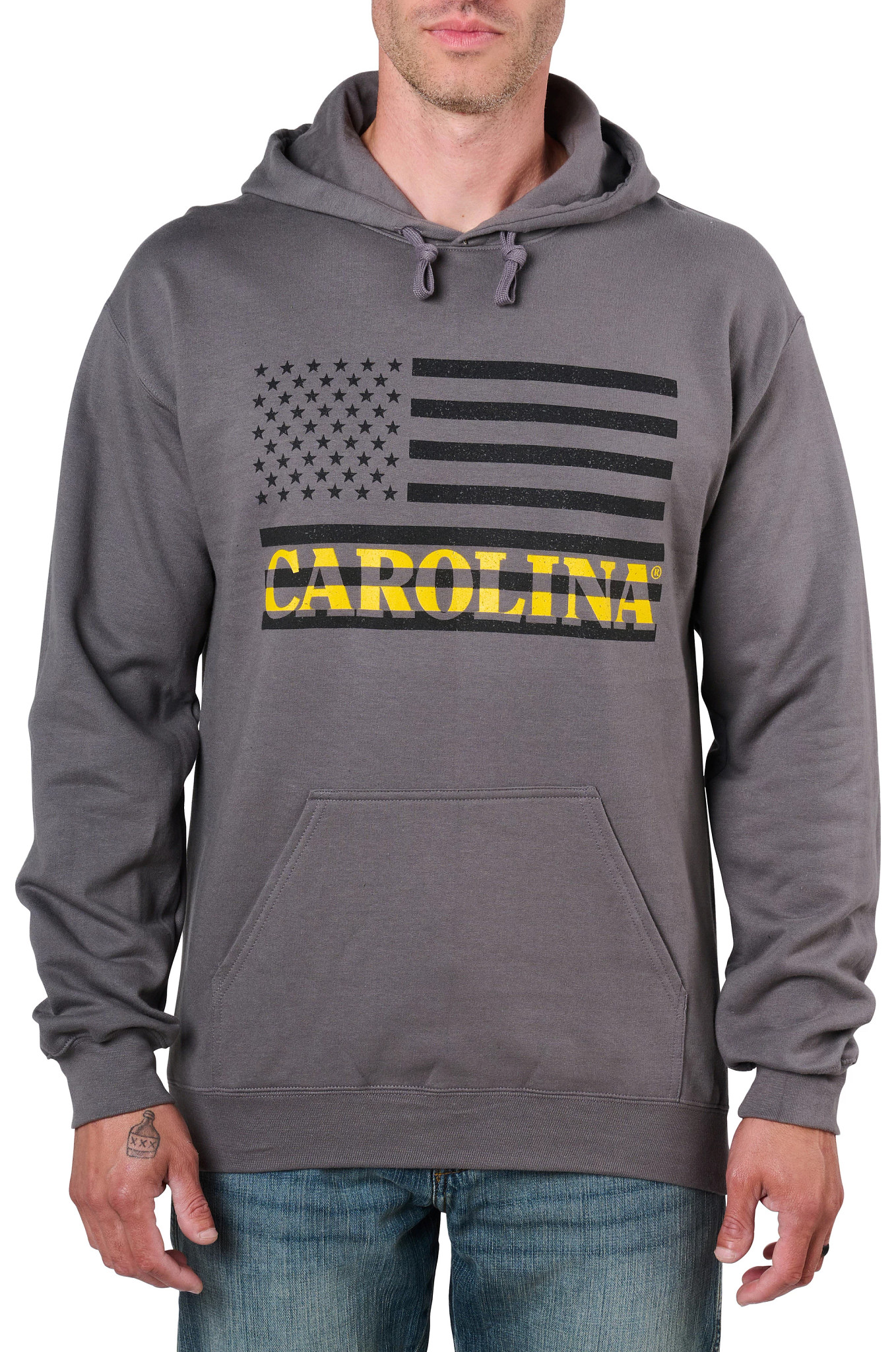 Men's Carolina Flag Hoodie shown in Charcoal (Grey)