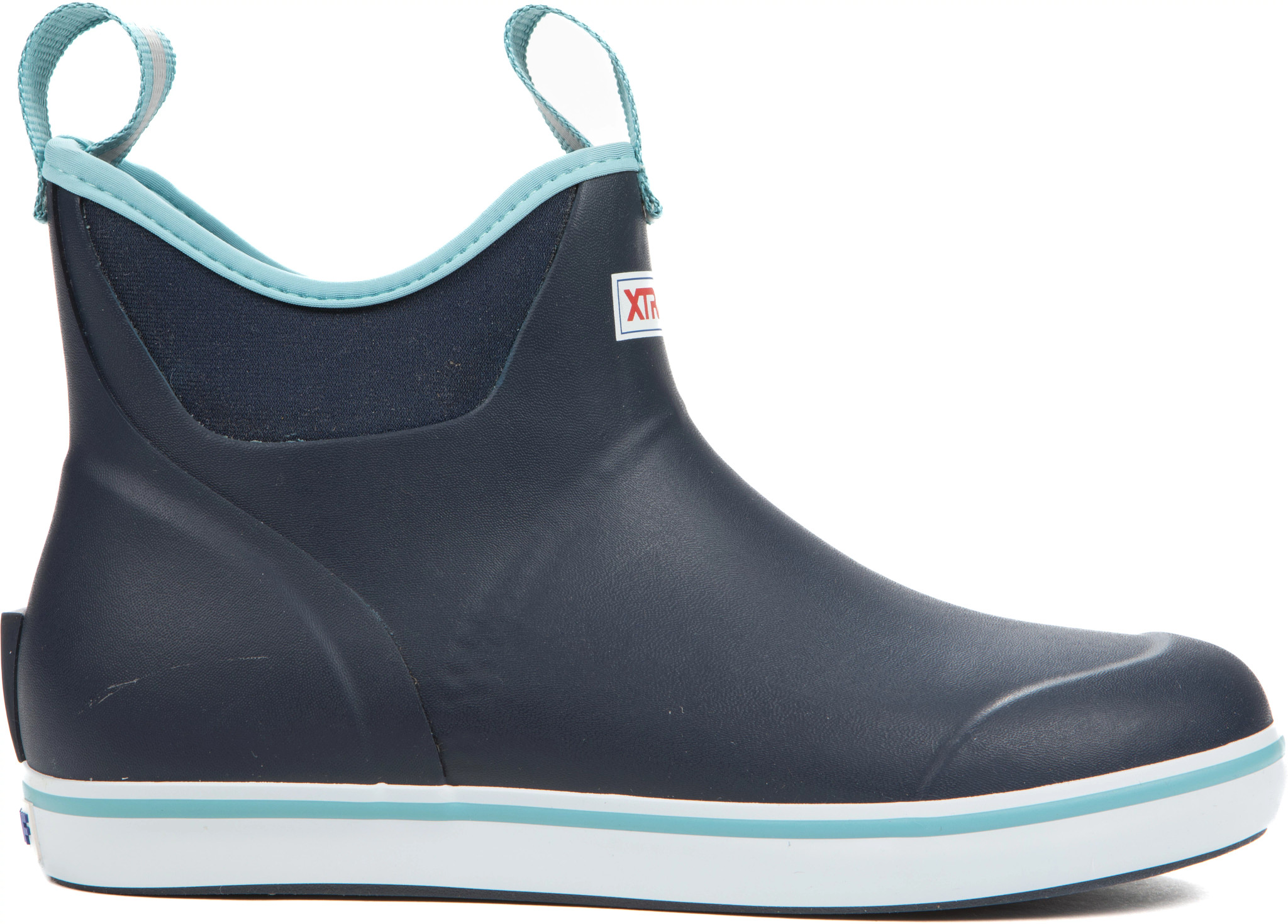 Women's Xtratuf Ankle Deck Boot shown in Navy/Blue (Blue)