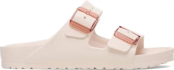 Women's Birkenstock Essentials Arizona Stealth Buckle Slide shown in Light Rose (Pink)