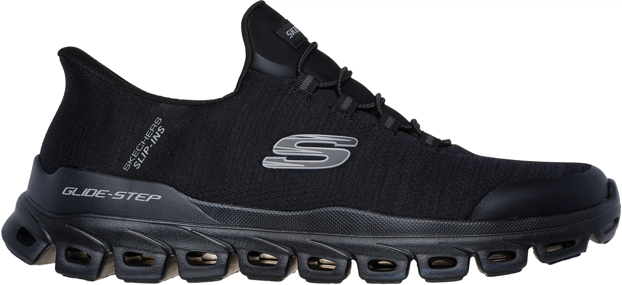 Men's Skechers Slip-Ins Glide Step Zefyr Runner shown in Black (Black)