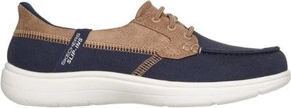 Women's Skechers Slip-Ins On The Go Flex Radiant Sandy shown in Navy/Tan (Blue)