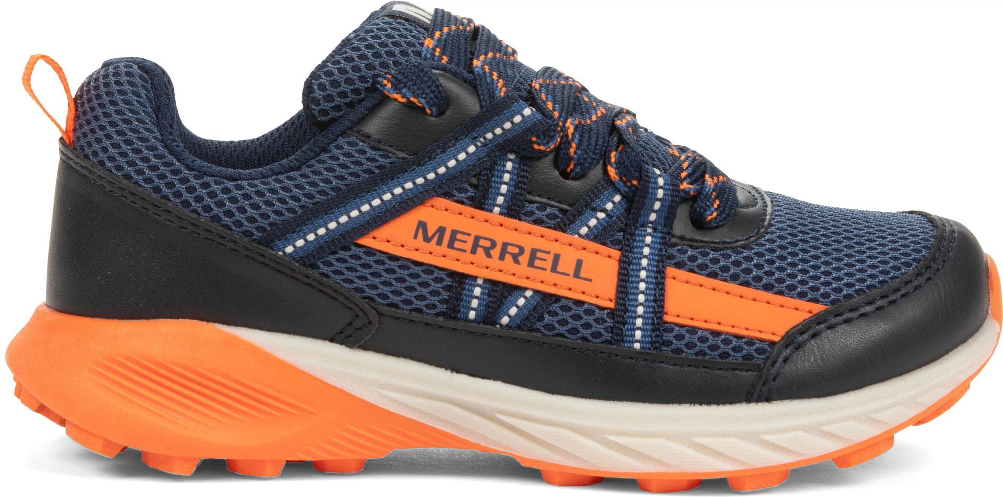 Boy's Merrell Copter Trek shown in Navy/Orange (Blue)