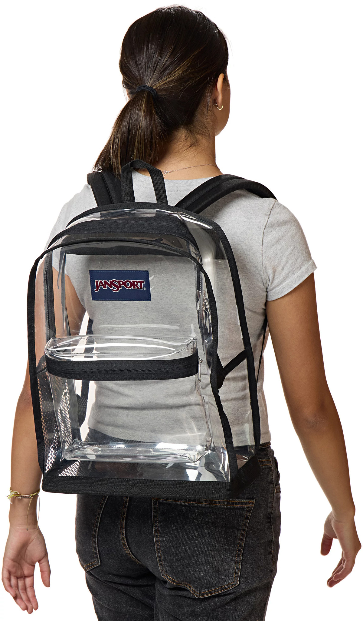 Unisex Jansport Clear Pack 1556ci Backpack shown on model 