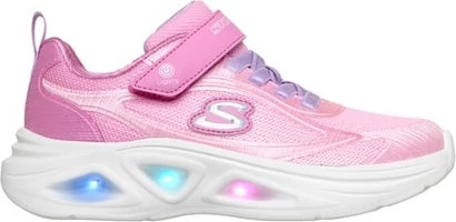 Girl's Skechers S-Lights Sola Glow 2.0 Dazzle Steps shown in Pink/Lavender (Pink)