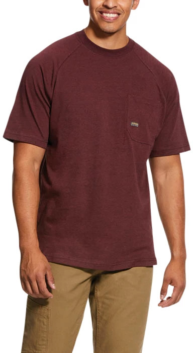 Men's Ariat Rebar Cottonstrong T-Shirt shown in Burgundy (Burgundy)