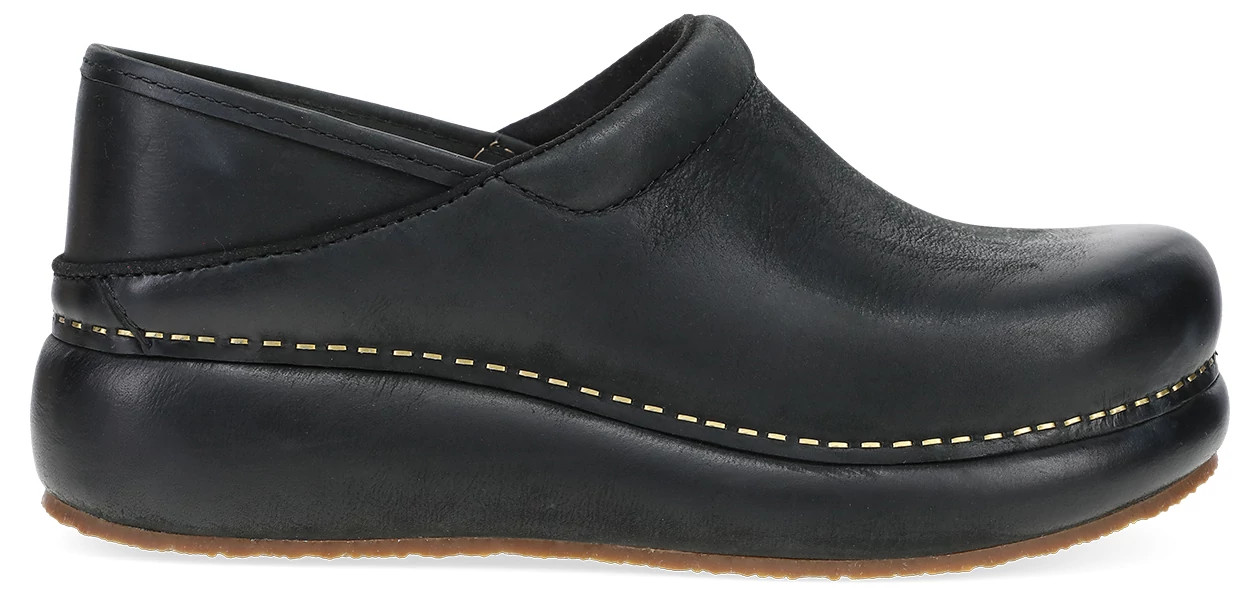 Women's Dansko Slip Resistant Pro Cloud shown in Black Burnished Nubuck (Black)