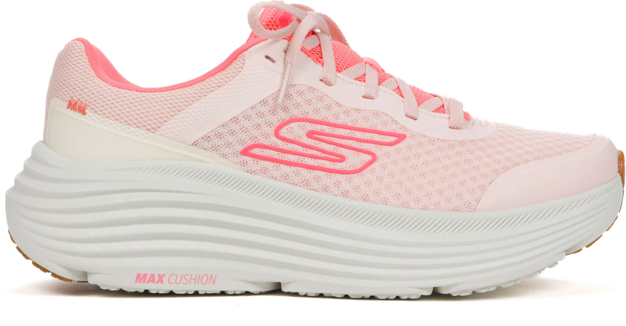 Women's Skechers Gorun Max Cushioning Endeavour shown in Light Pink/Coral (Pink)