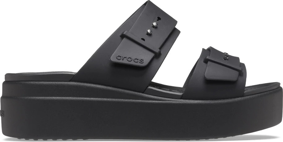 Women's Crocs Brooklyn 2 Band Slide shown in Black (Black)
