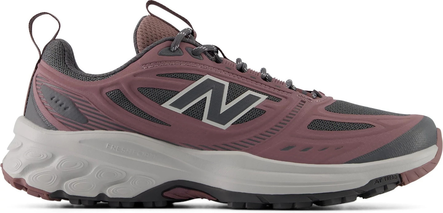 Women's New Balance 410v9 Trail Runner shown in Fast Track/Pebble (Multicolor)