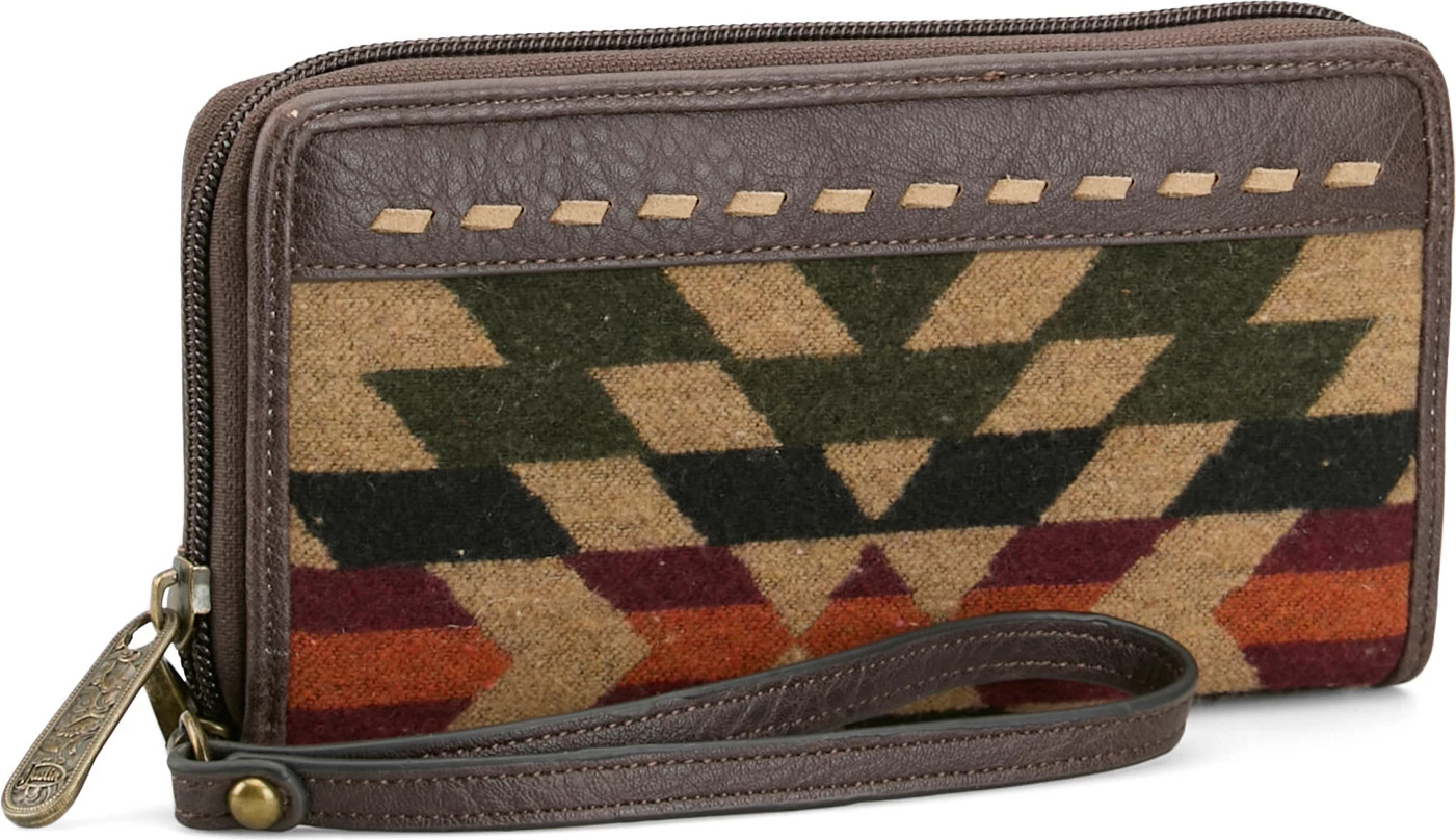 Justin Ladies Large Wallet Brown And Multicolored Aztec shown in Multicolor (Multicolor)