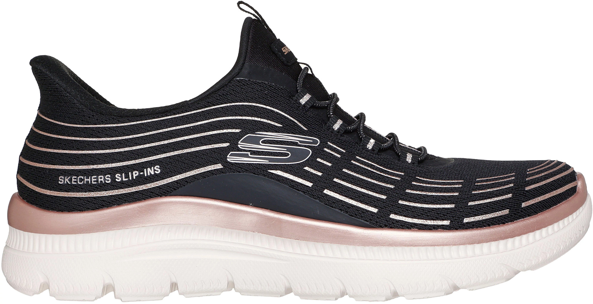 Women's Skechers Slip-Ins Summits Plus Soft Luster shown in Soft Luster Black/Rose G (Black)
