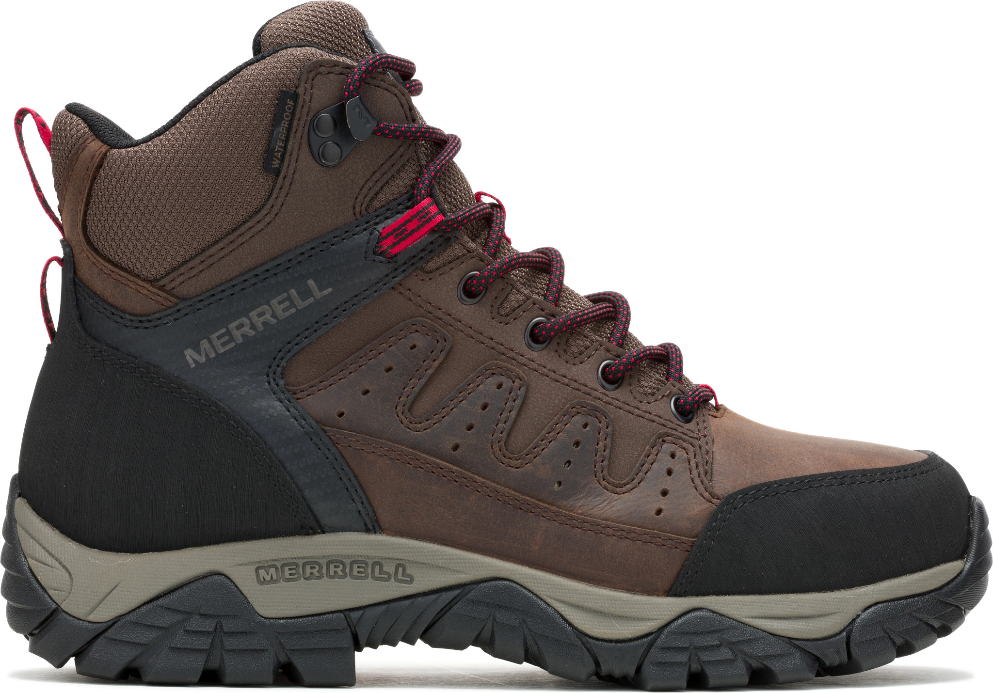 Men's Merrell 6 Inch Waterproof Composite Toe Windoc Hiker shown in Brown (Brown)