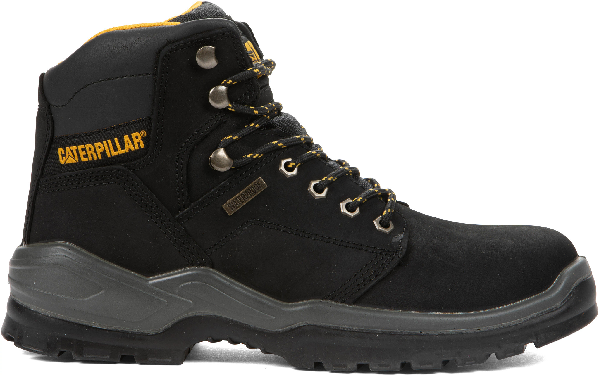 Men's Caterpillar 6 Inch Waterproof Steel Toe Striver shown in Black (Black)