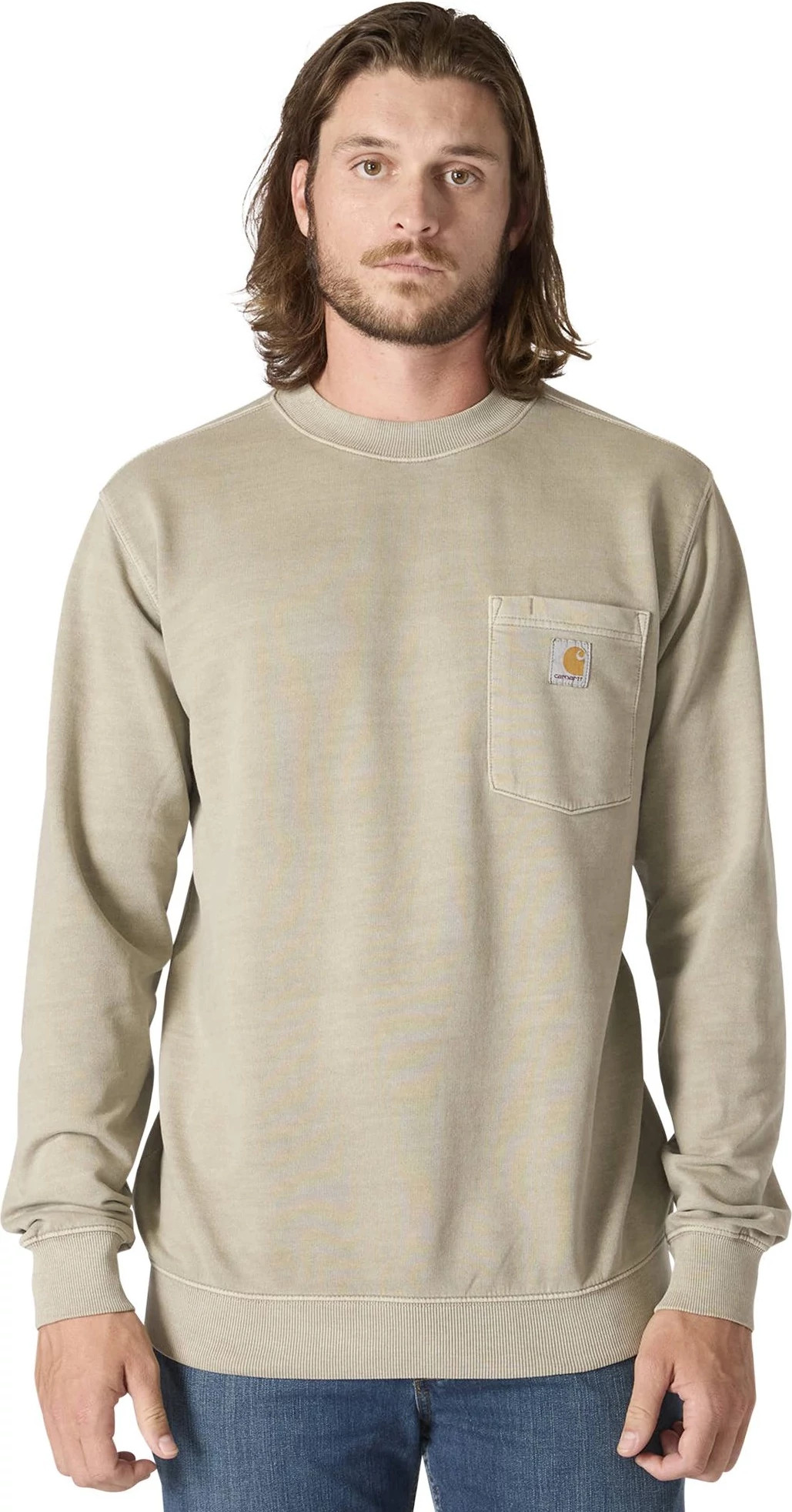 Men's Carhartt Durham Garment Dyed Crewneck shown in Greige (Tan)