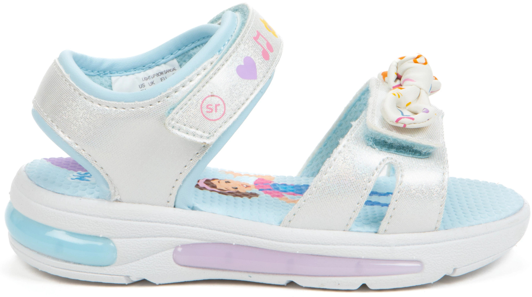 Toddler Girl's Ms Rachel Lighted Bow Sandal shown in Multicolor (White)