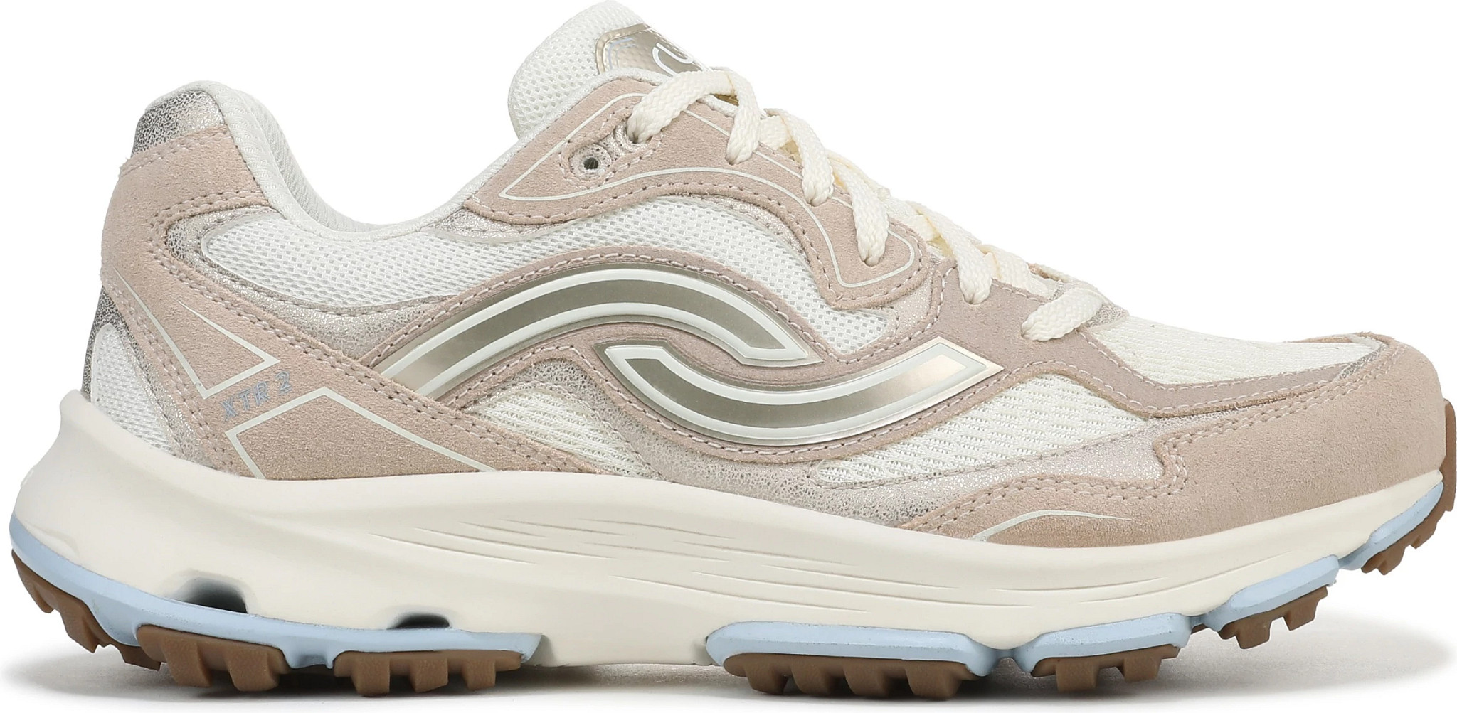 Women's Ryka Devotion X Tr V2 Walker shown in Taupe/Off White/Blue (Off White)
