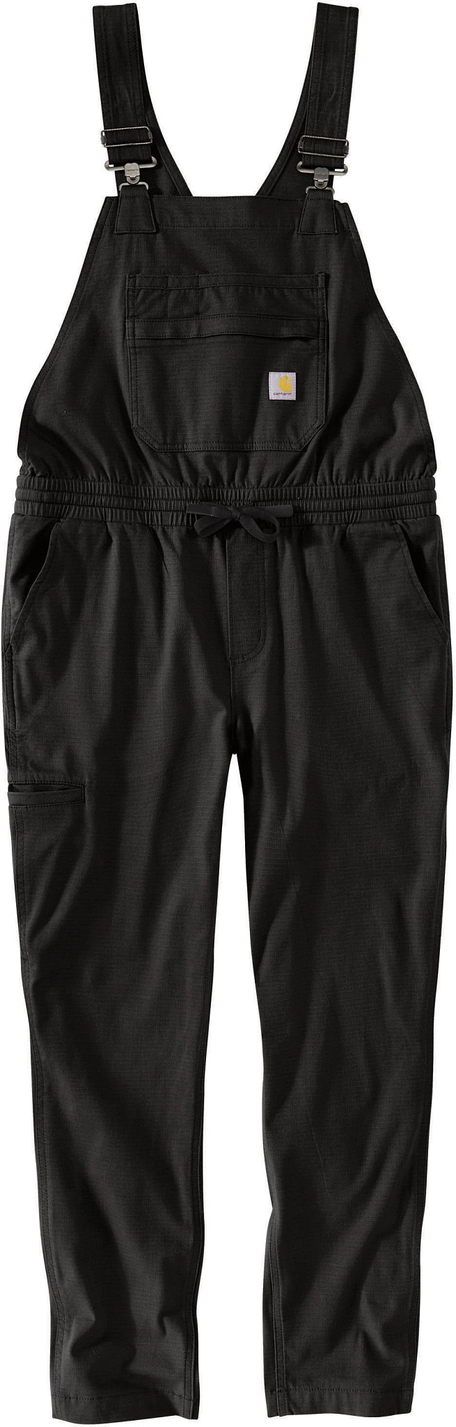 Women's Carhartt Force Relaxed Fit Ripstop Bib Overall shown in Black (Black)