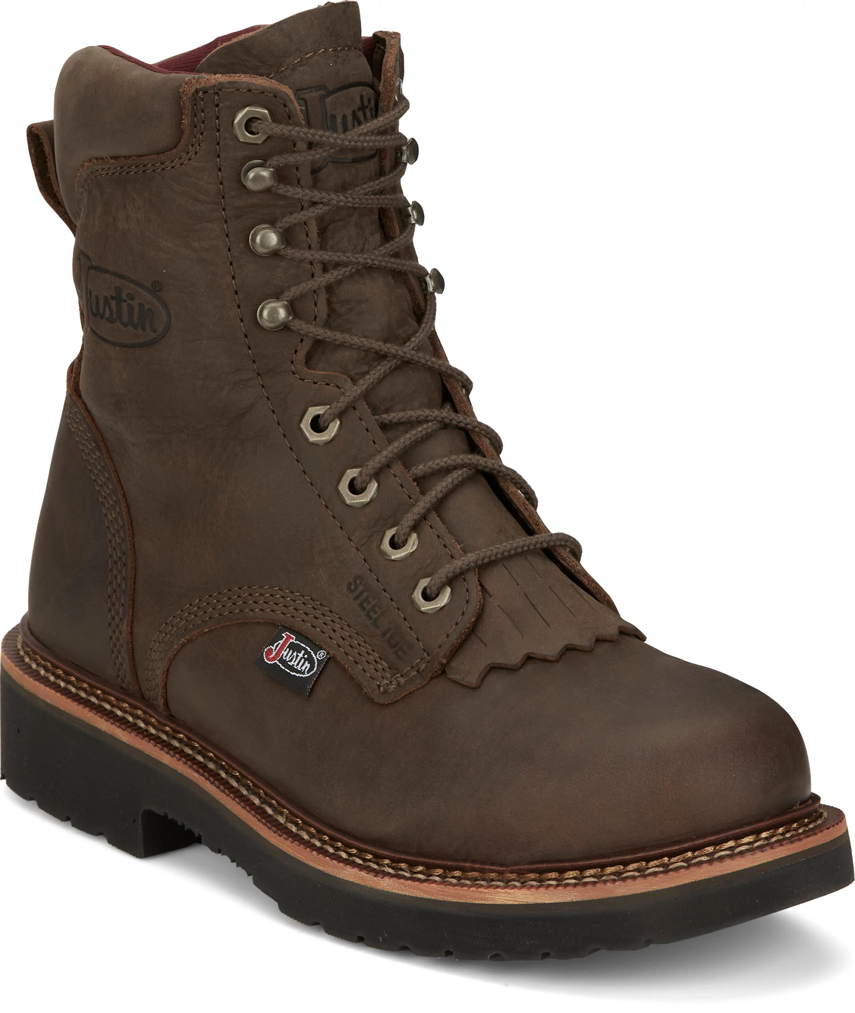 Justin square toe lace up work boots online