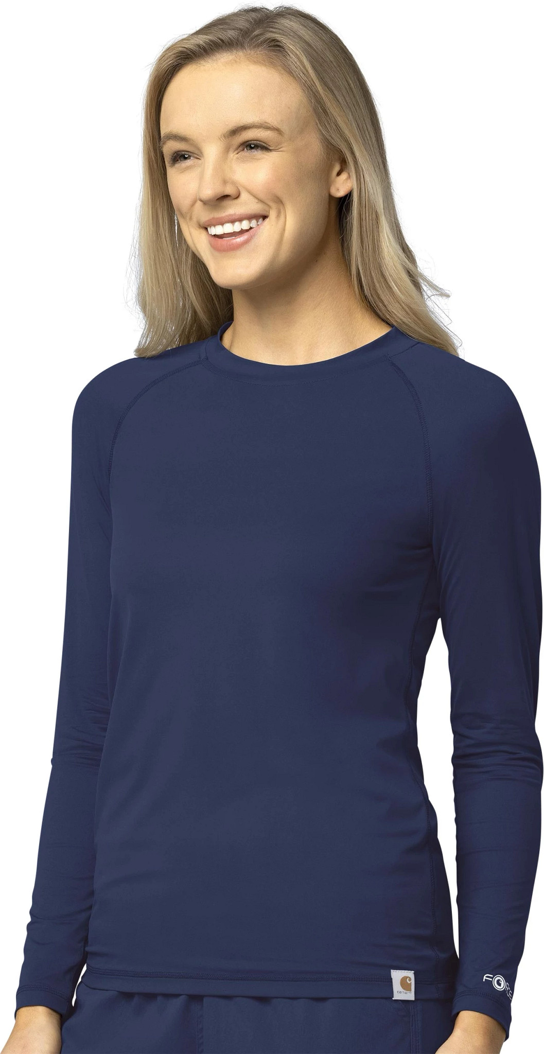 Women's Carhartt Force Performance Long Sleeve T-Shirt shown in Navy (Blue)