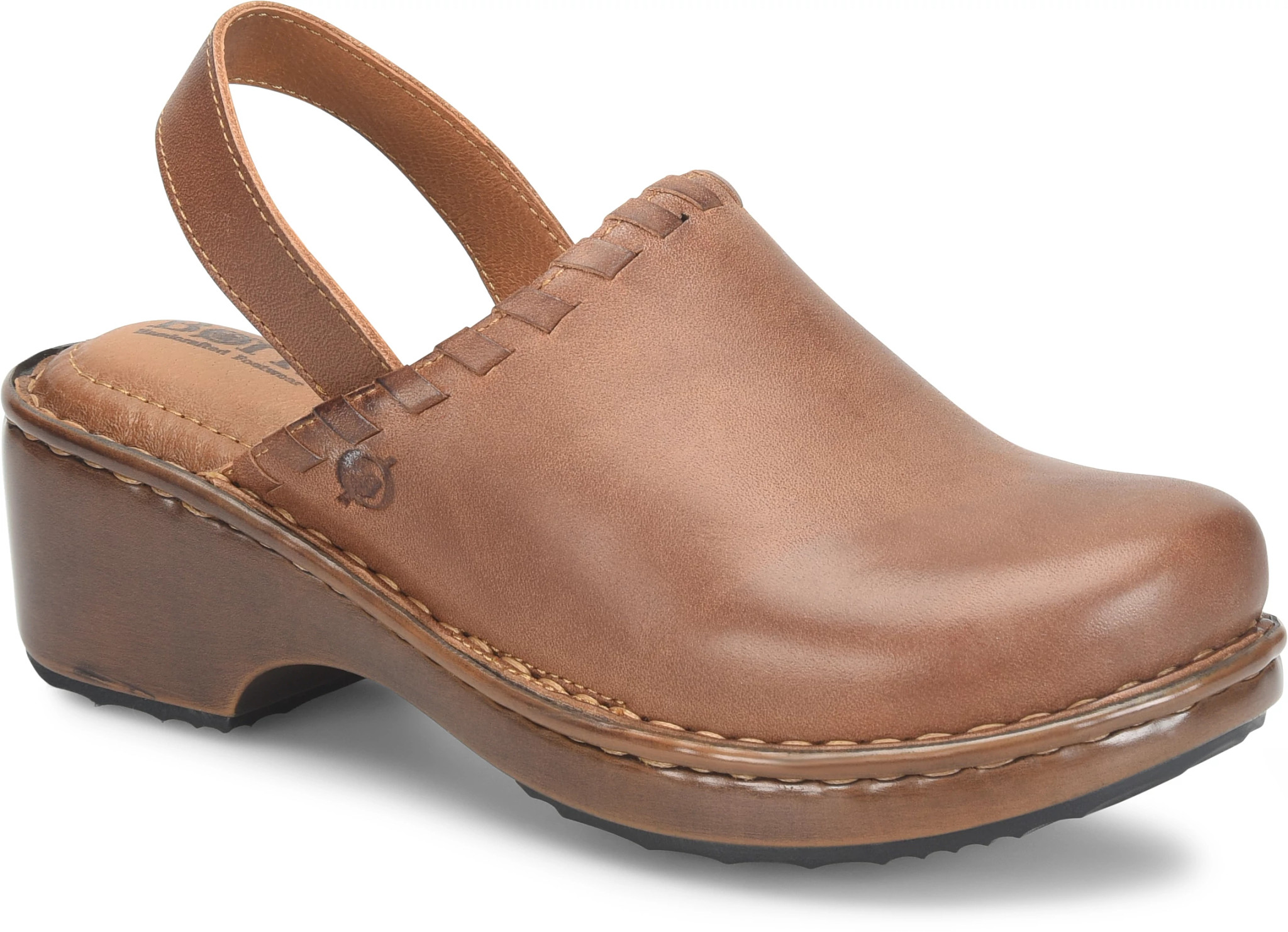 Born Telly Leather Slingback Clogs Womens 8 Tan