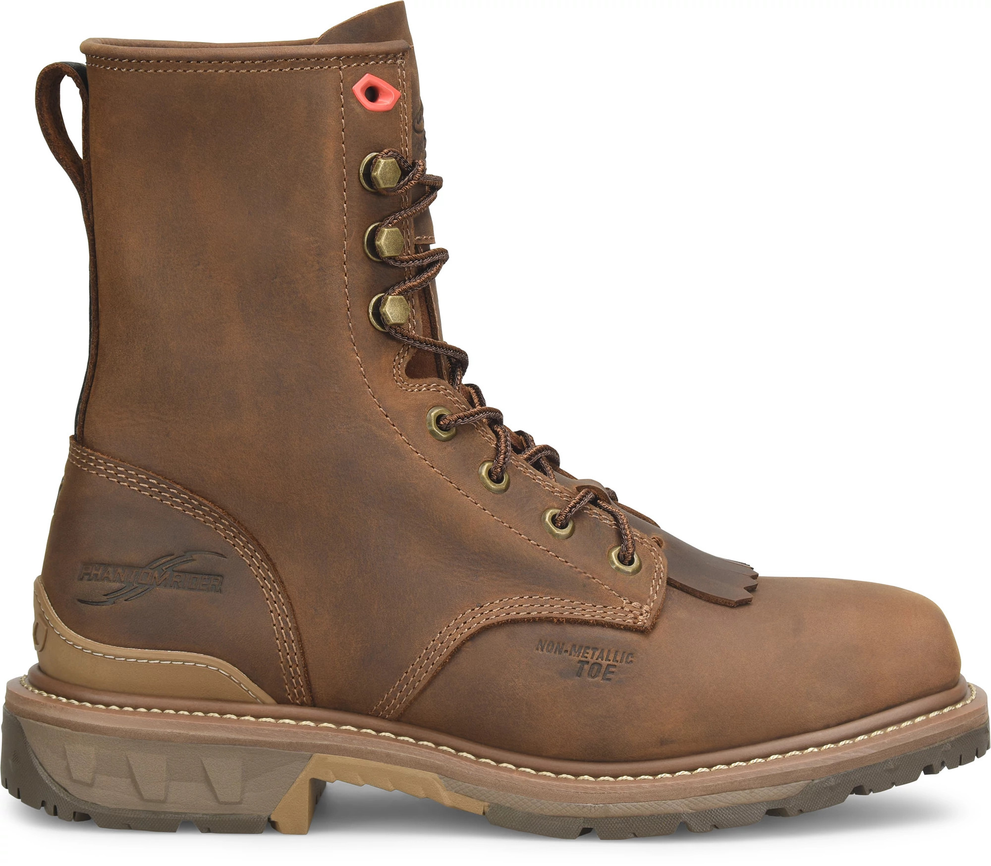 Men's Phantom Rider 8 Inch Square Toe Dailor shown in Dark Brown (Brown)